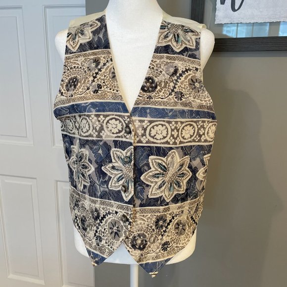 Vintage Melissa Robyn Tapestry Western Cottagecore Button Front Vest - Picture 2 of 10